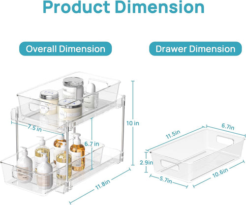 4 Pack Bathroom under Sink Organizers Organizer, 2 Tier Clear Pull-Out Organization (S-Standard)