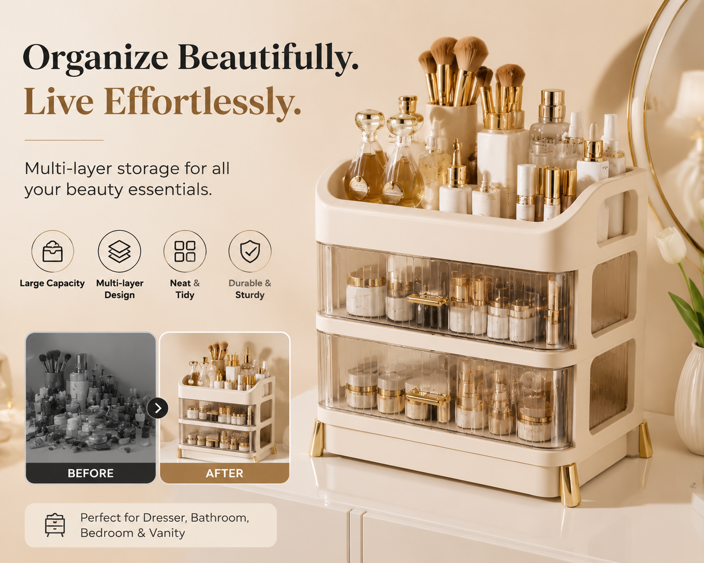 Turn Chaos Into a Perfectly Organized Beauty Space in Seconds