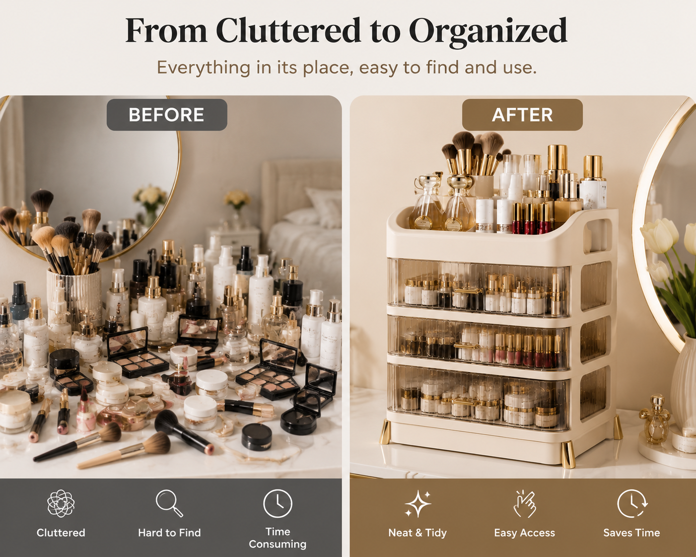 Turn Chaos Into a Perfectly Organized Beauty Space in Seconds